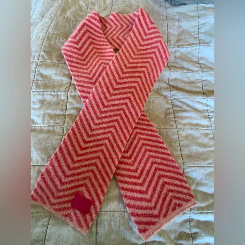 Coach Pink and Cream Chevron Scarf